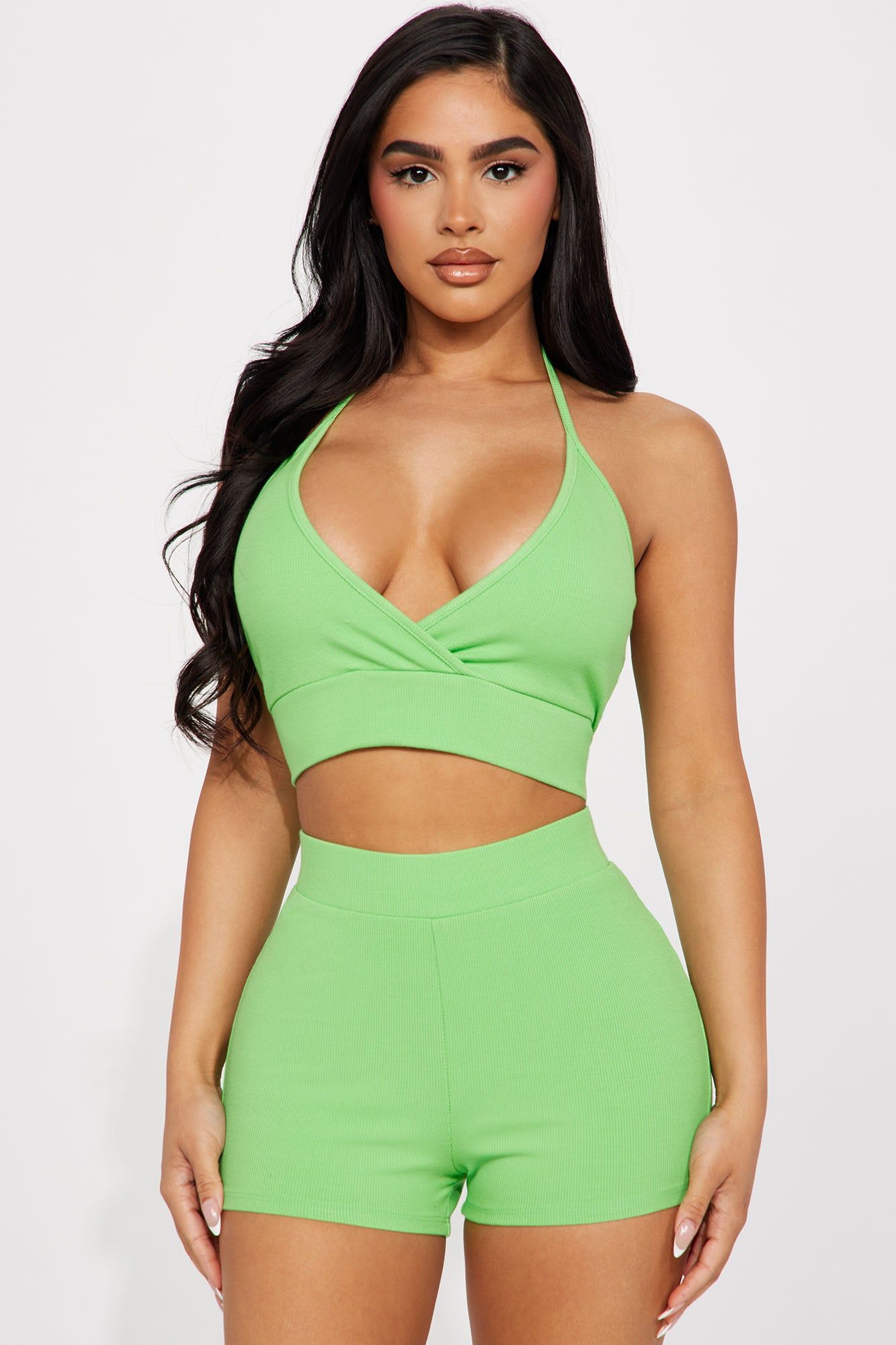 Quinn Ribbed Short Set - Lime sold by Fashion Nova product image thumbnail 2