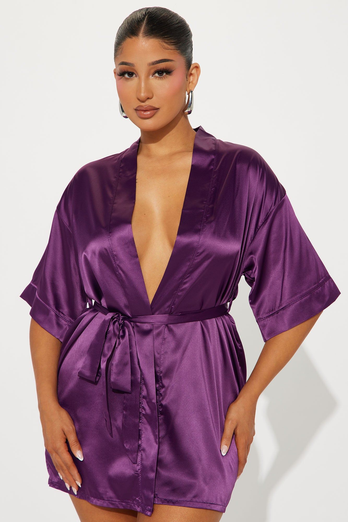 Getting Ready For You Satin Robe - Purple sold by Fashion Nova