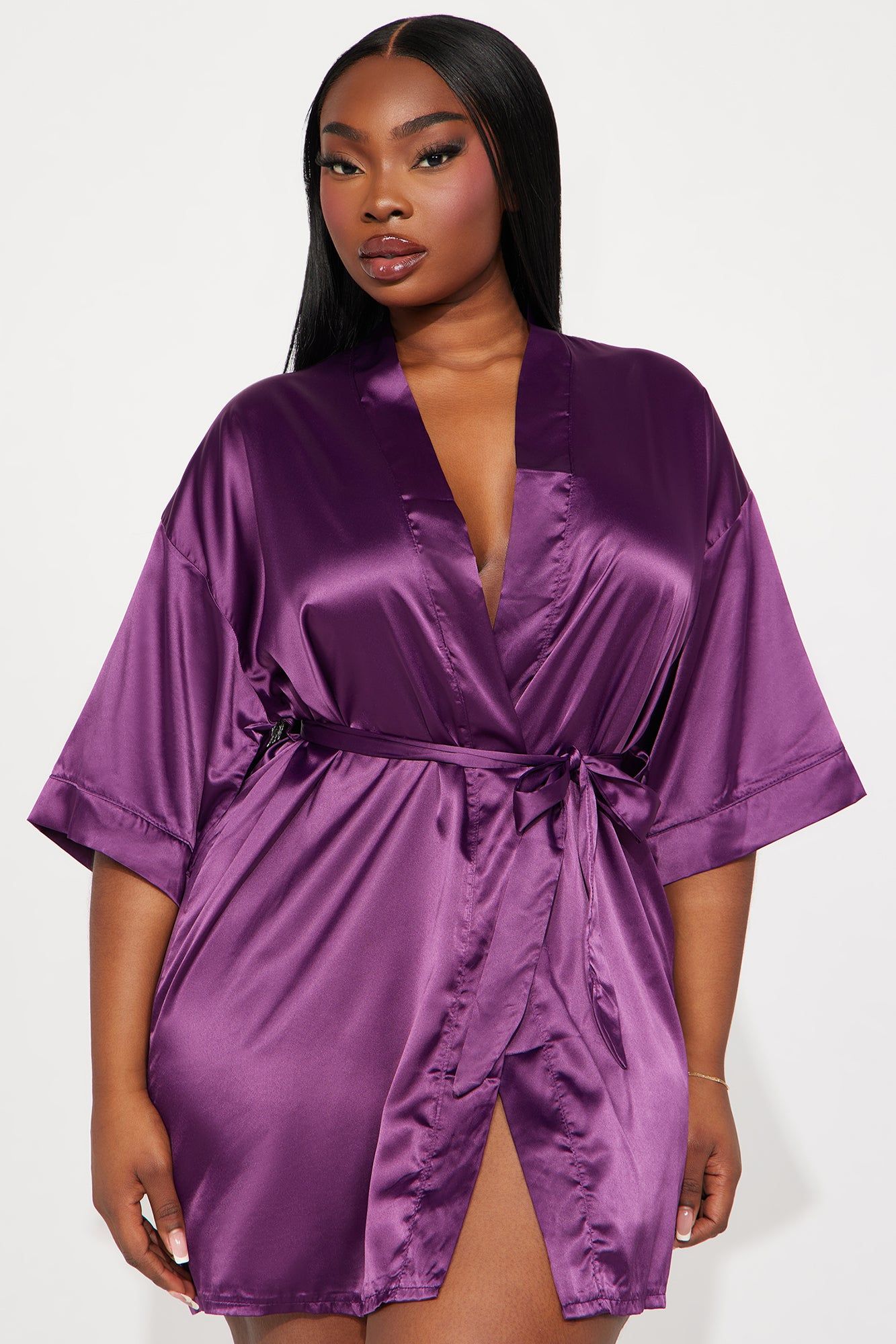 Getting Ready For You Satin Robe - Purple sold by Fashion Nova product image thumbnail 4