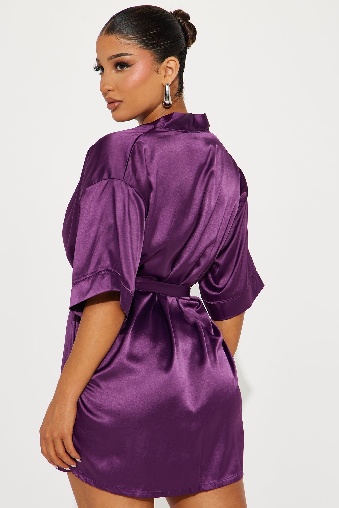 Getting Ready For You Satin Robe - Purple sold by Fashion Nova product image thumbnail 3