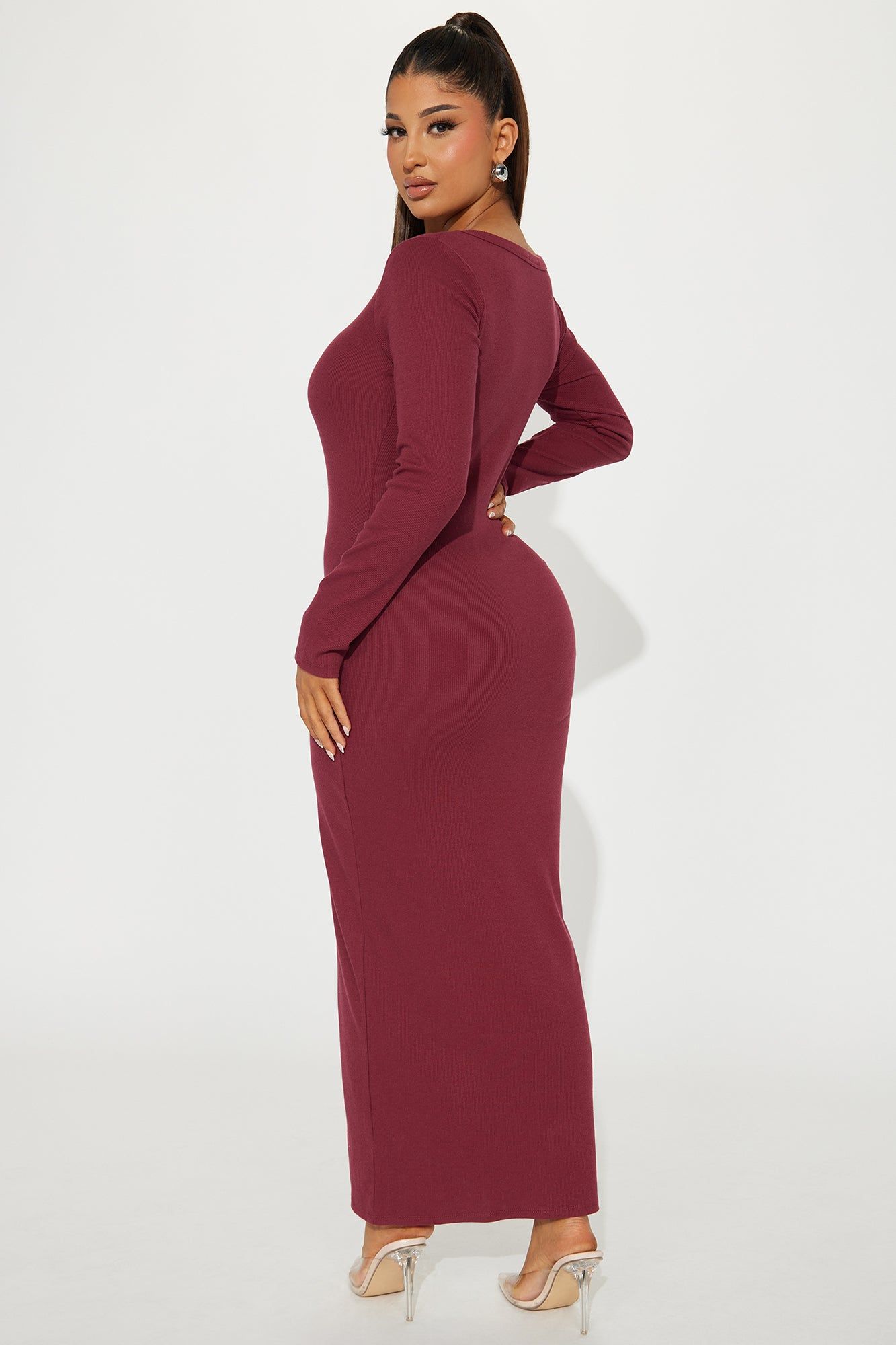 Leila Ribbed Midi Dress - Wine sold by Fashion Nova product image thumbnail 3