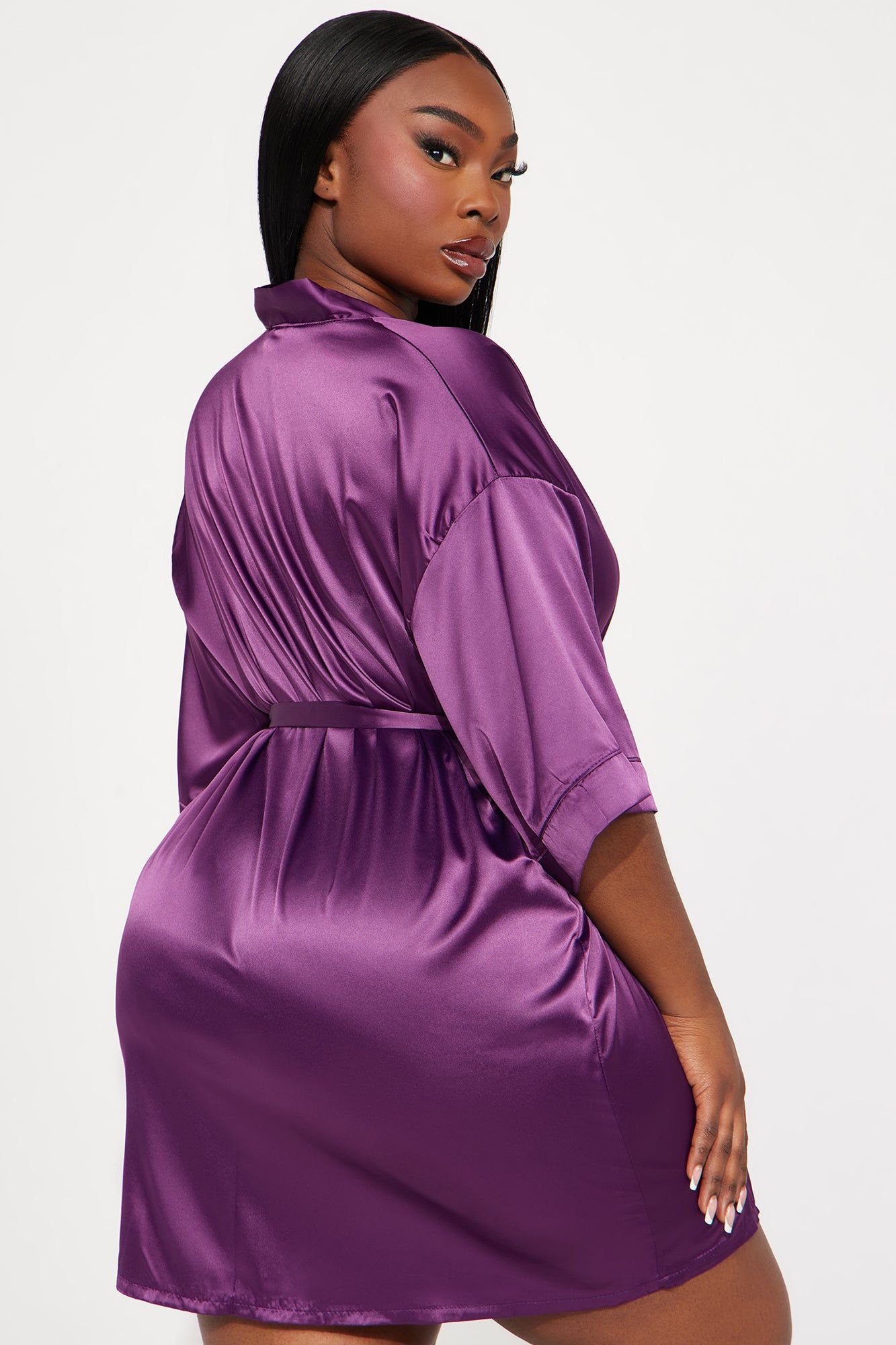 Getting Ready For You Satin Robe - Purple sold by Fashion Nova product image thumbnail 5