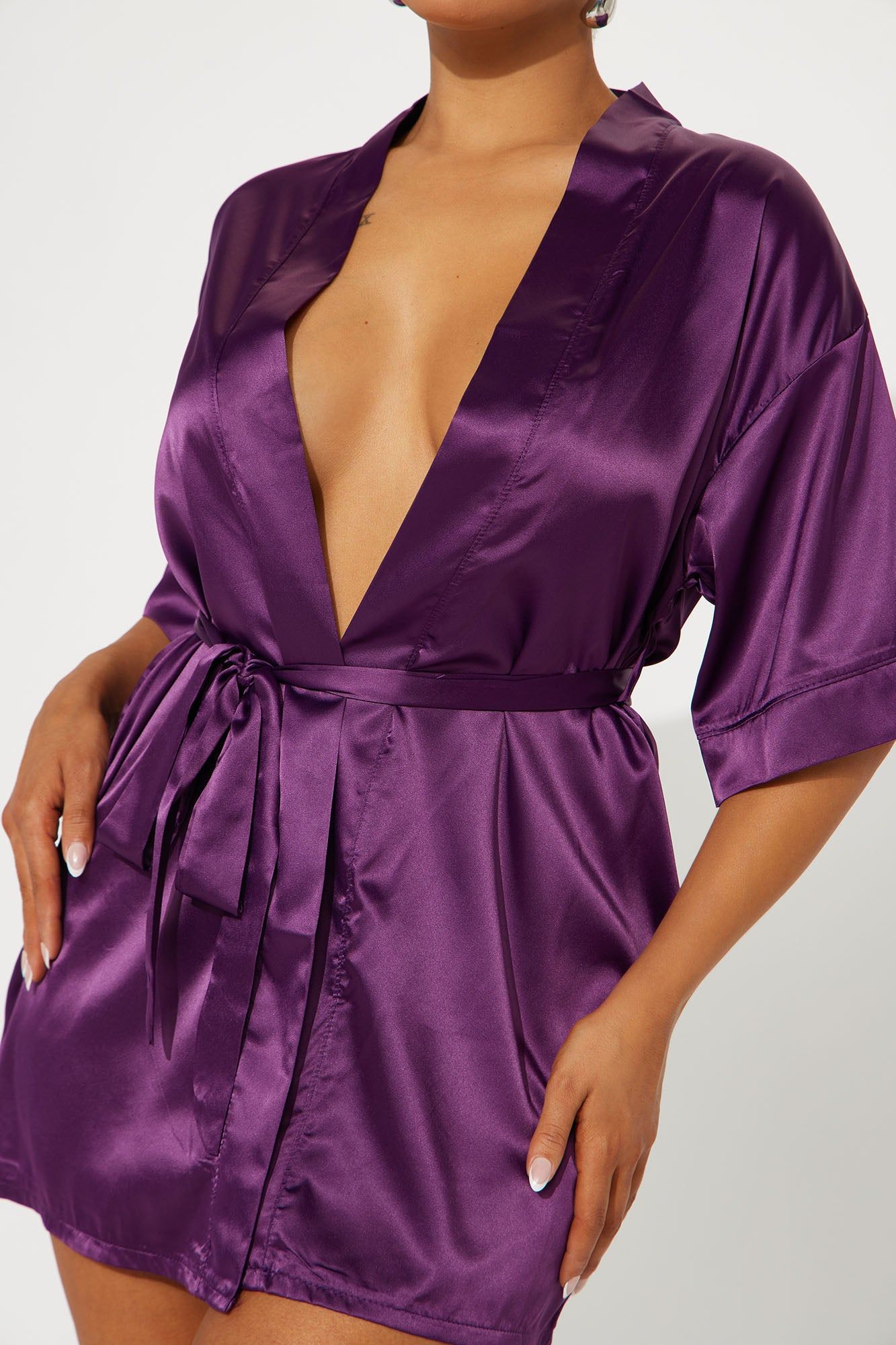 Getting Ready For You Satin Robe - Purple sold by Fashion Nova product image thumbnail 2