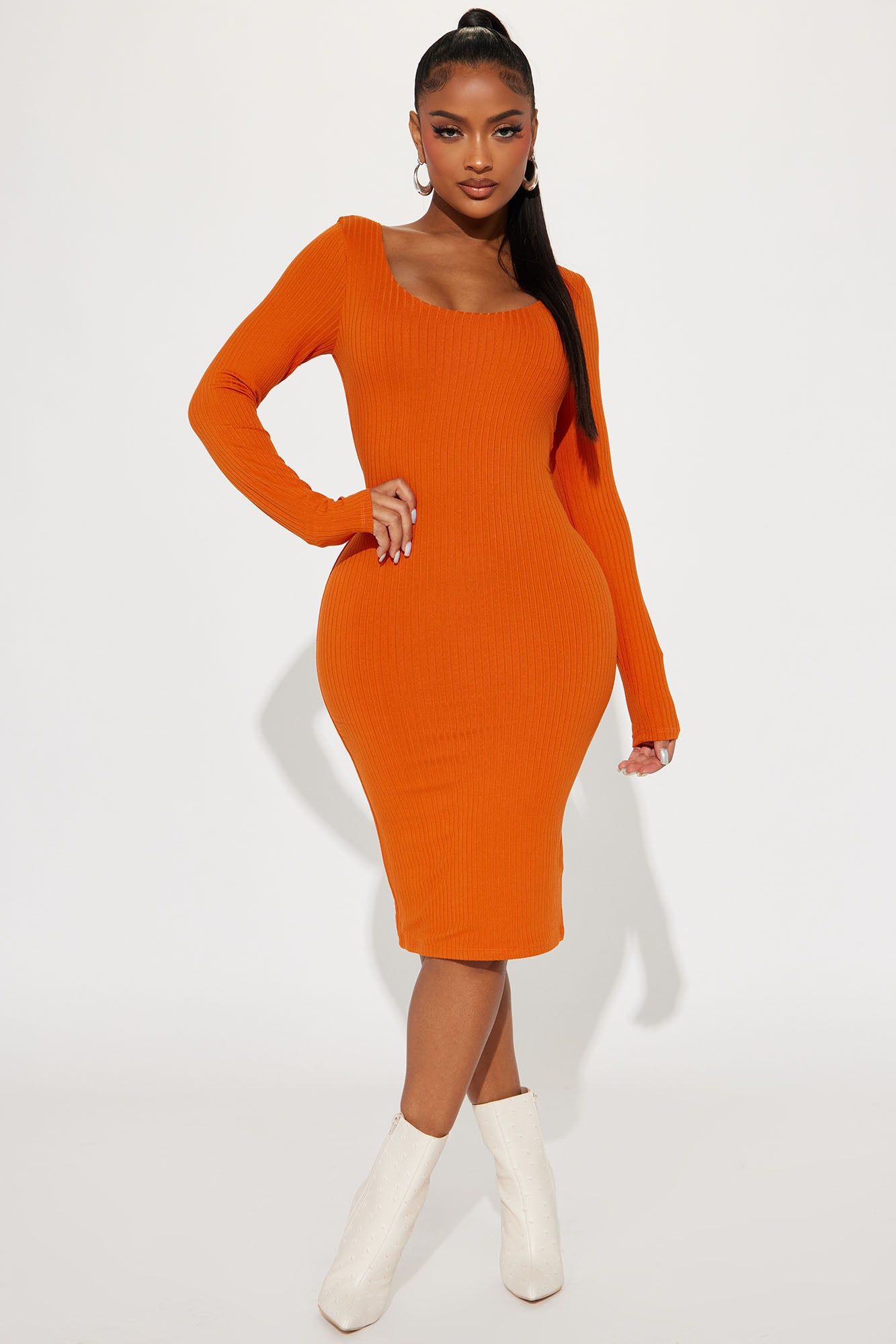 Mya Double Lined Midi Dress - Rust sold by Fashion Nova