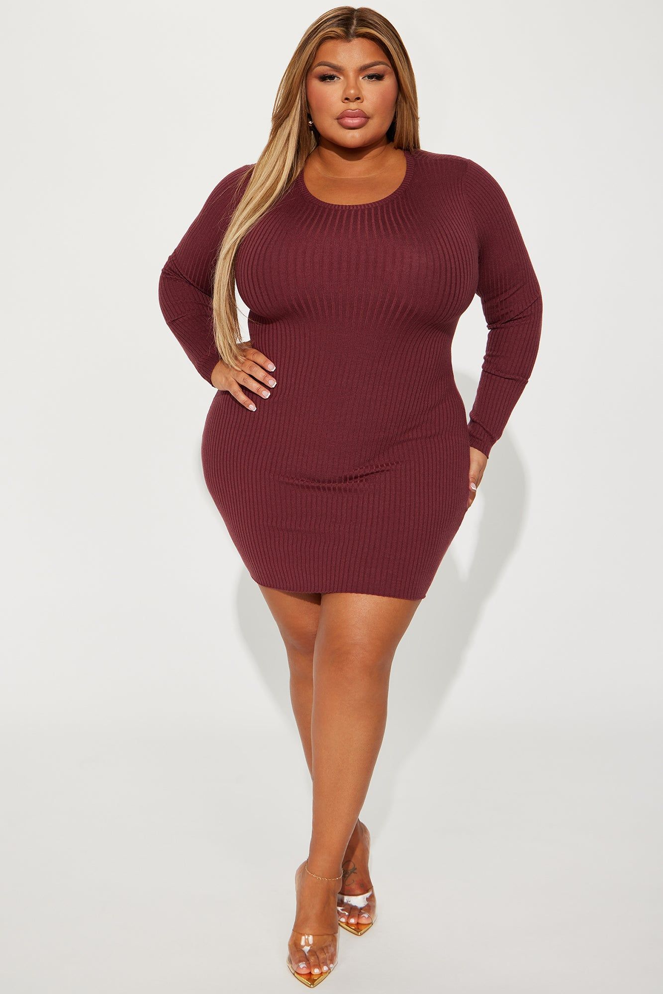 Jojo Sweater Mini Dress - Marsala sold by Fashion Nova product image thumbnail 5