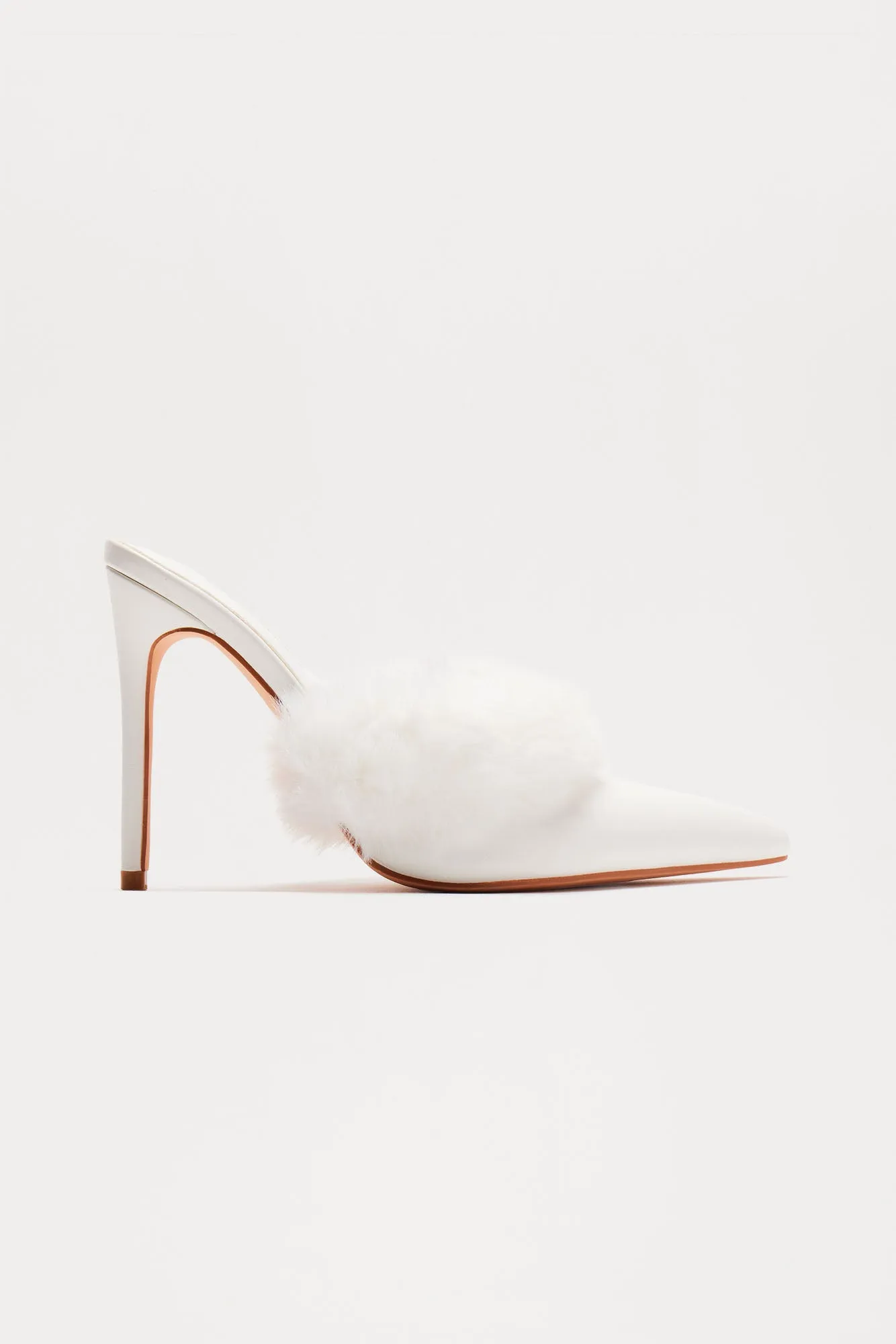 Stella Fur Trim Pumps - White sold by Fashion Nova