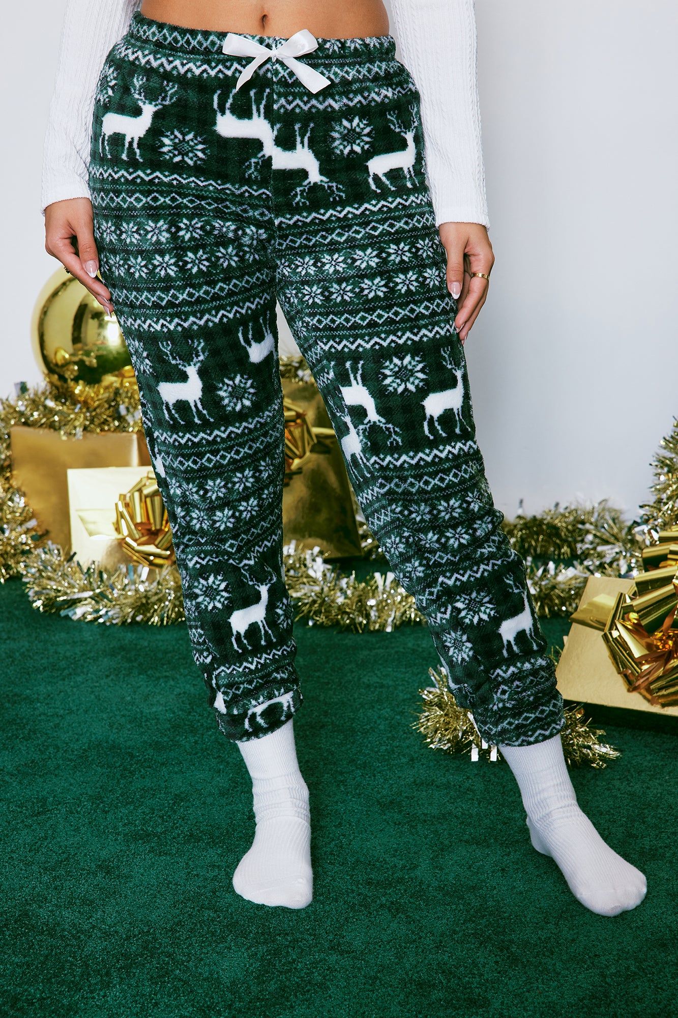 Home For The Holidays Plush PJ Joggers - Green/combo sold by Fashion Nova product image thumbnail 2