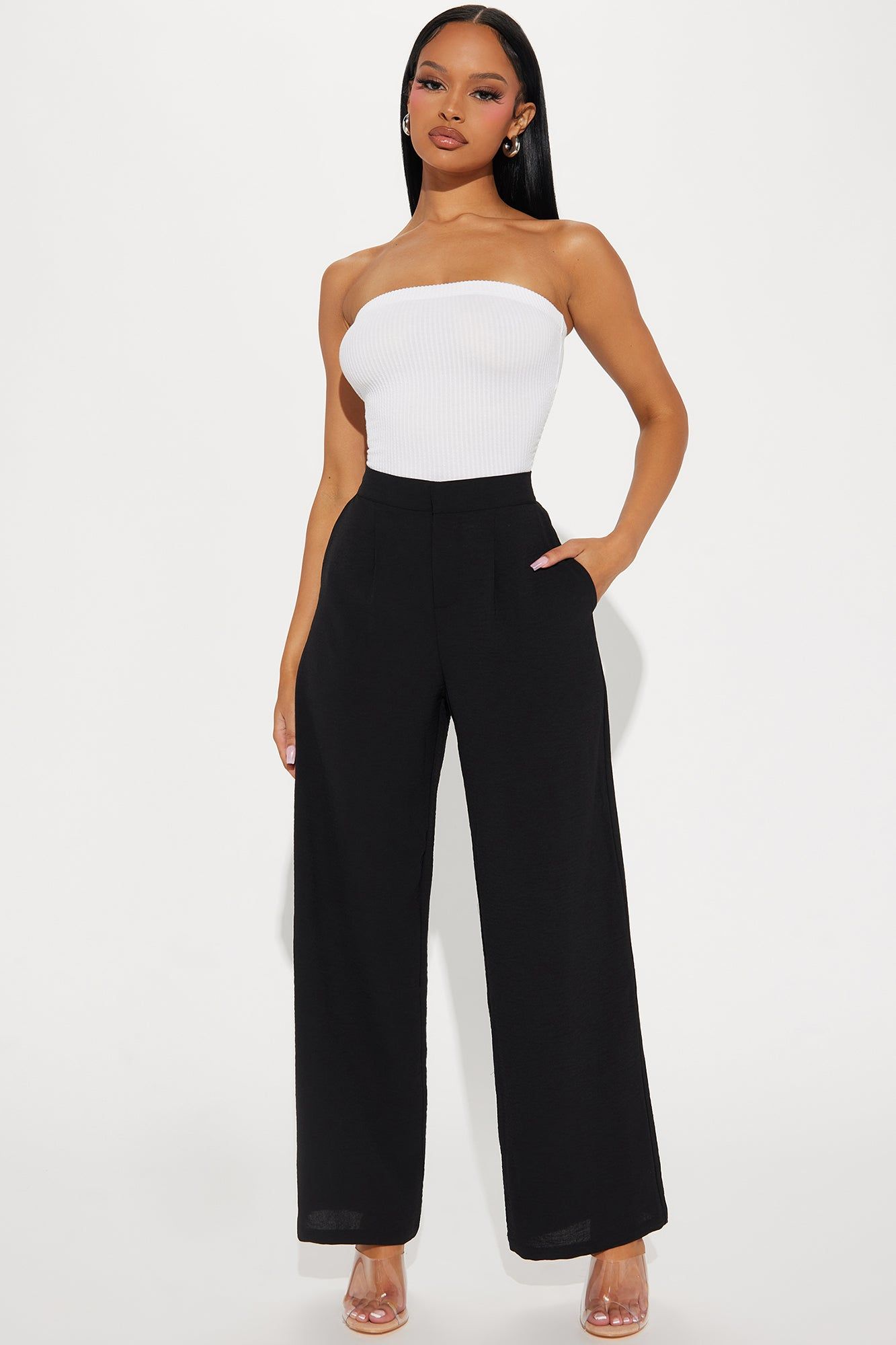 Zaria Textured Trouser - Black sold by Fashion Nova