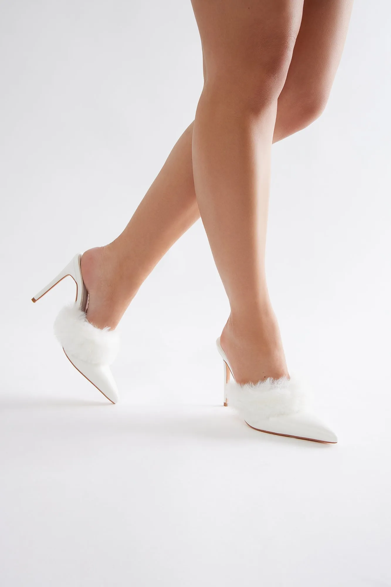 Stella Fur Trim Pumps - White sold by Fashion Nova product image thumbnail 2