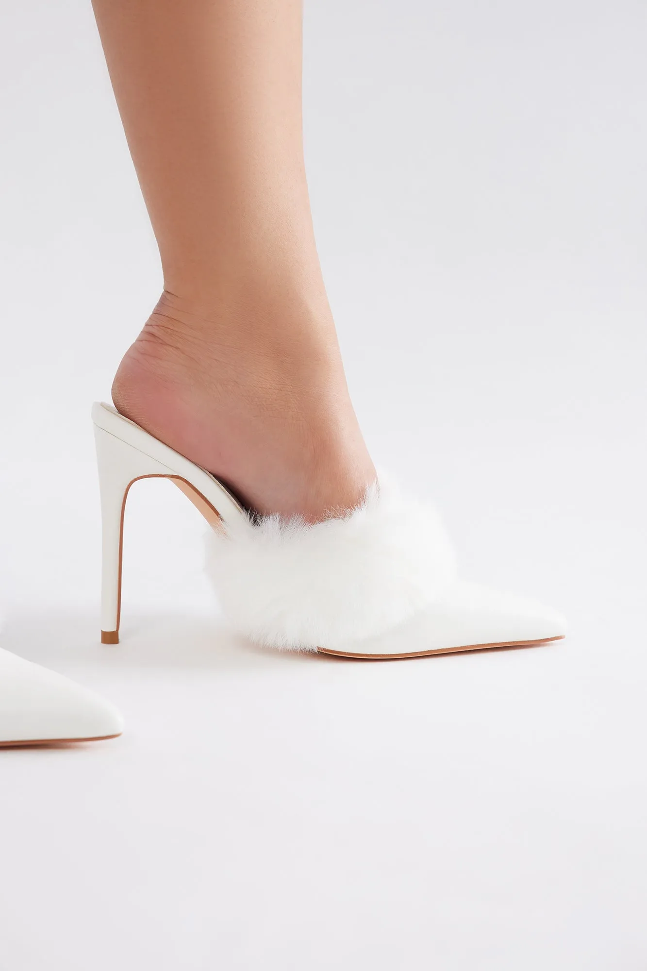 Stella Fur Trim Pumps - White sold by Fashion Nova product image thumbnail 4