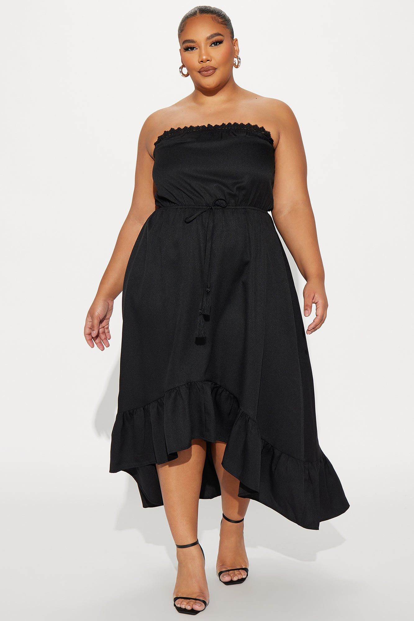 Hannah Ruffle Midi Dress - Black sold by Fashion Nova product image thumbnail 4