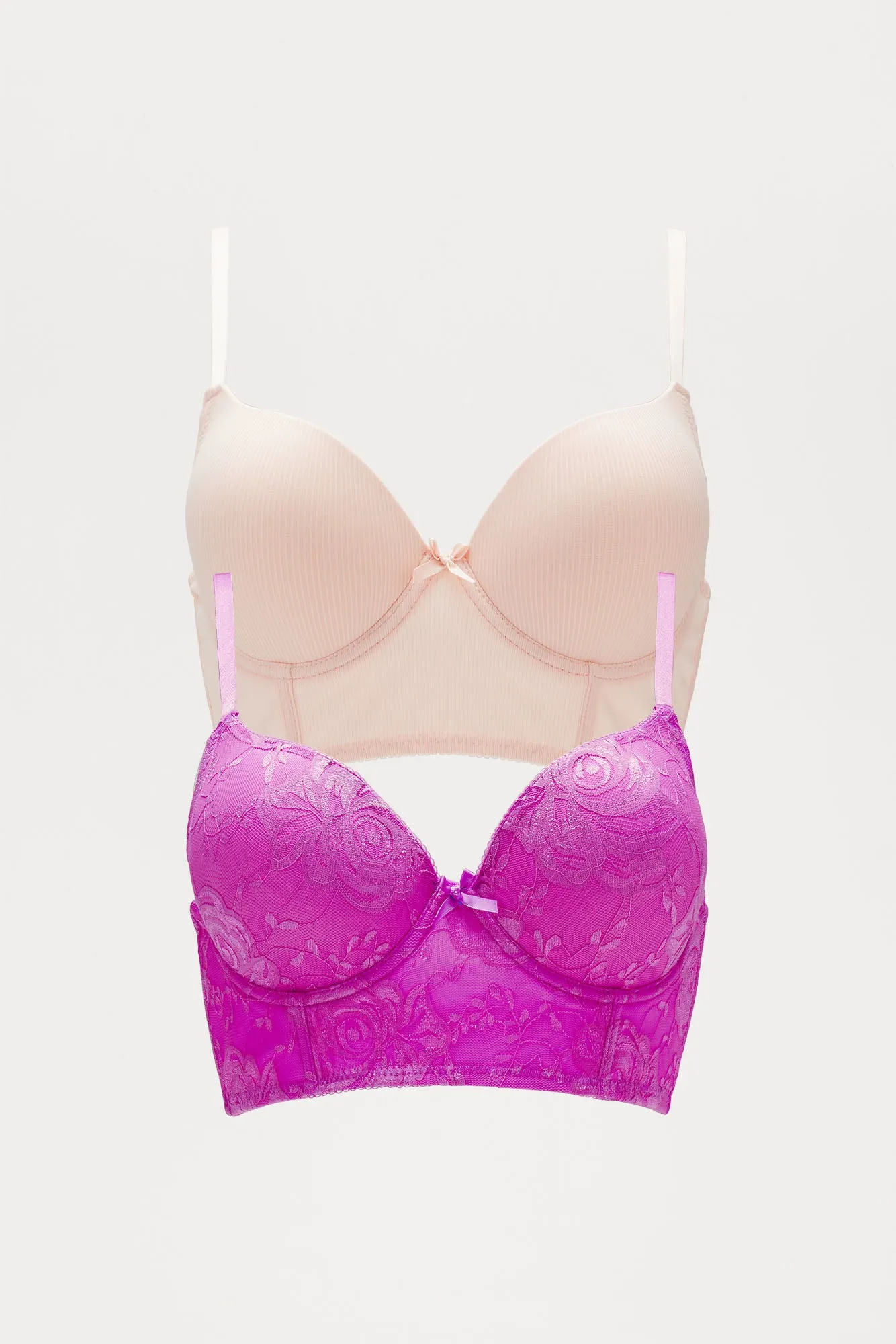 Made For You 2 Pack Bras - Raspberry/Combo sold by Fashion Nova