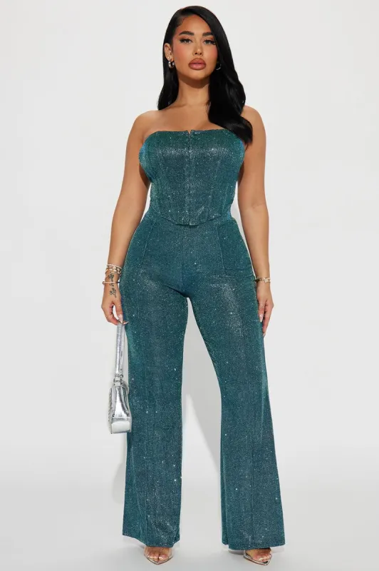 Lori Metallic Pant Set - Blue sold by Fashion Nova
