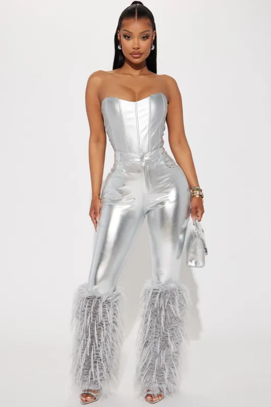 Icy Girl Faux Fur Pant - Silver sold by Fashion Nova