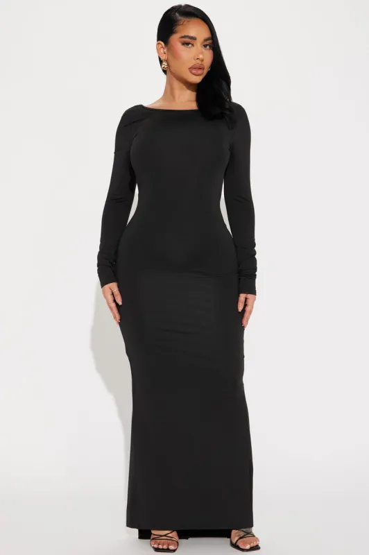 Full Glam Backless Maxi Dress - Black sold by Fashion Nova