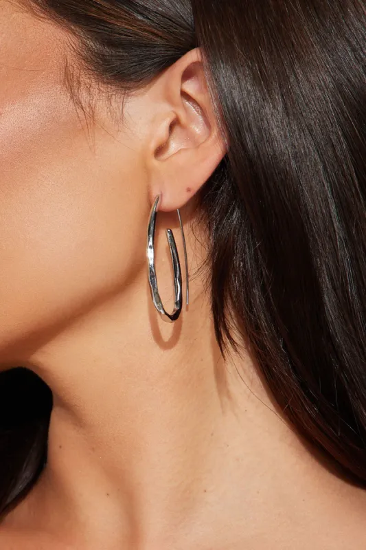 In The Swirls Hoop Earrings - Silver sold by Fashion Nova