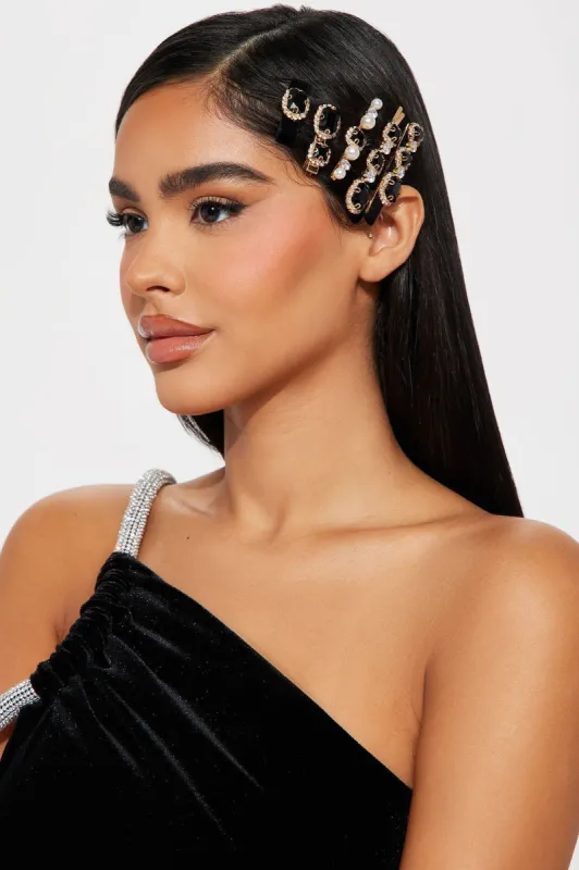 Pretty Please 5 Piece Hair Clip Set - Black sold by Fashion Nova