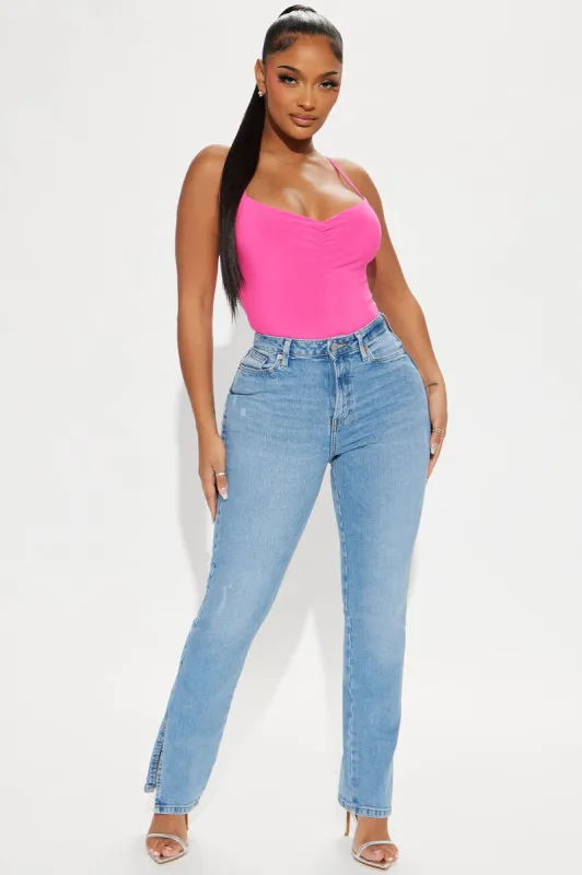 Sara Ruched Bodysuit - Fuchsia sold by Fashion Nova