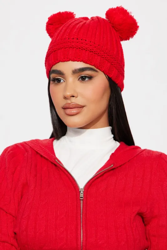 Beary Adorable Beanie - Red sold by Fashion Nova