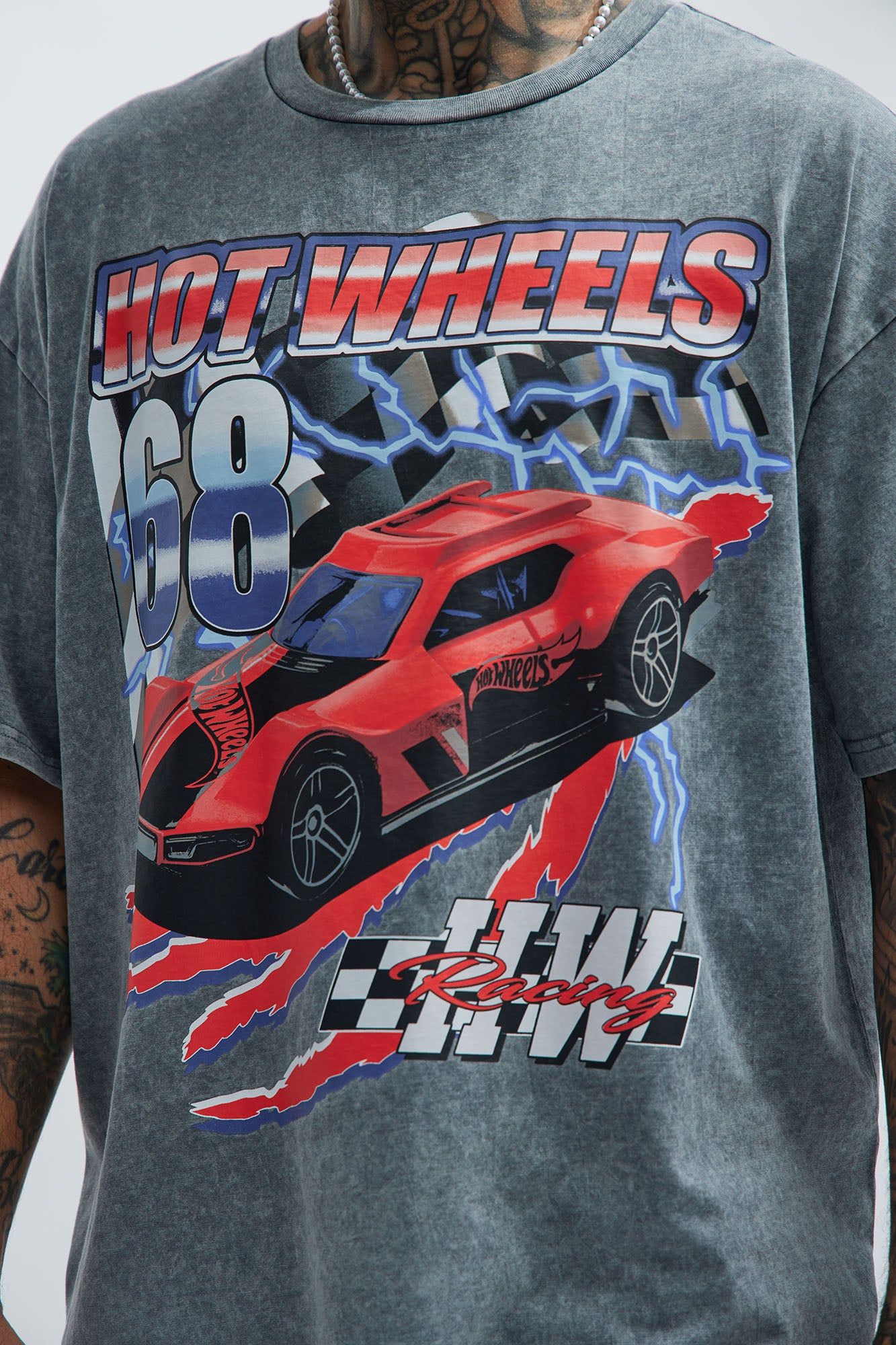 Hot Wheels Racing Oversized Short Sleeve Tee - Charcoal sold by Fashion Nova product image thumbnail 3