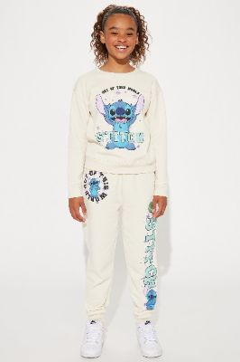 Mini Stitch Crew Neck Jogger Set - Ivory sold by Fashion Nova
