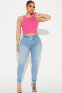 Emma Classic Ribbed Tee - Fuchsia sold by Fashion Nova