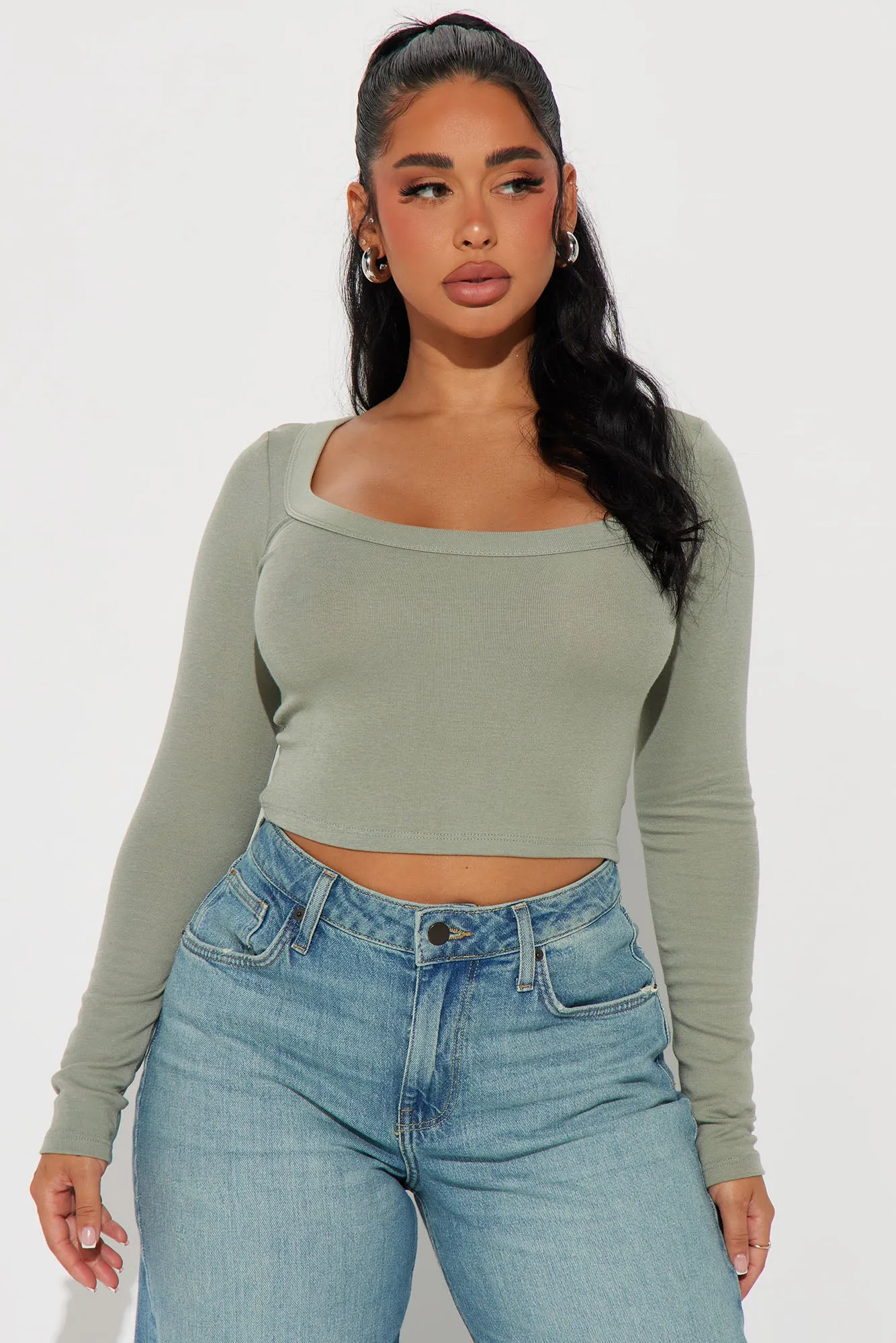 Sydney Scoop Neck Top - Olive sold by Fashion Nova