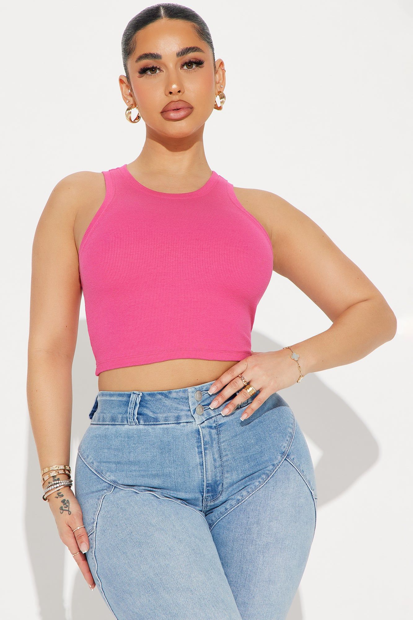 Emma Classic Ribbed Tee - Fuchsia sold by Fashion Nova