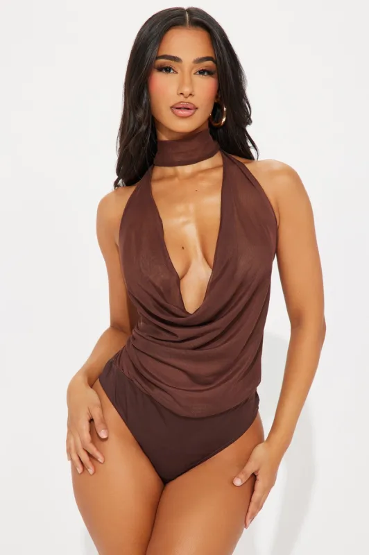 Manori Mesh Bodysuit - Chocolate sold by Fashion Nova