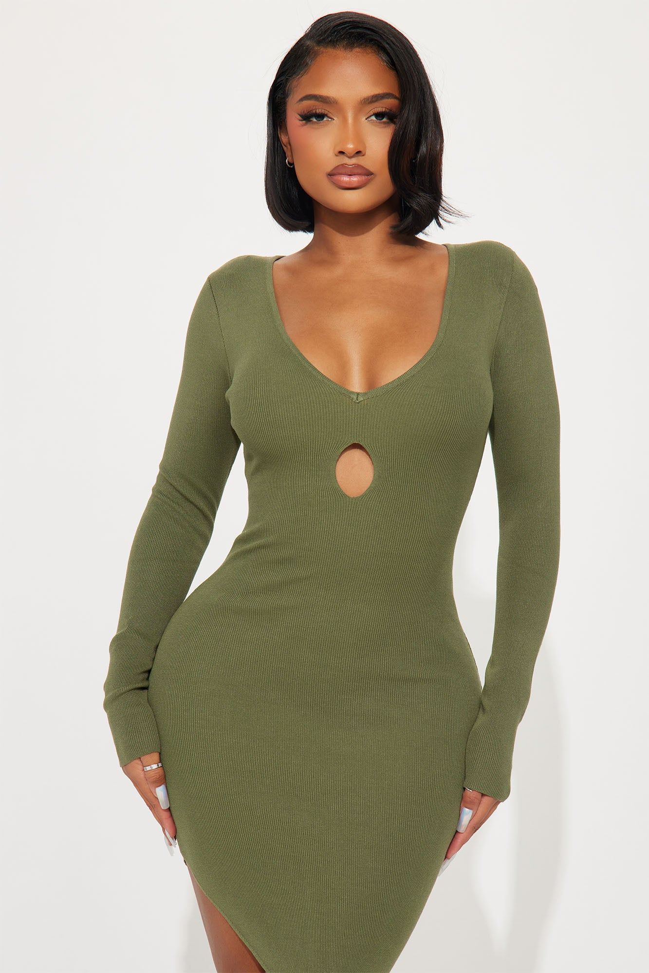 Mara Sweater Midi Dress - Olive sold by Fashion Nova product image thumbnail 2