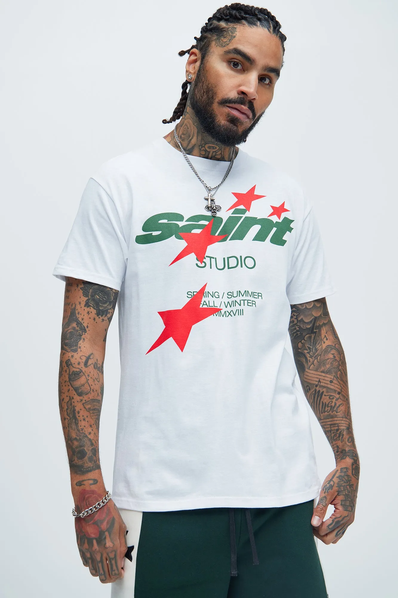 Saint Star Studio Short Sleeve Tee - White sold by Fashion Nova
