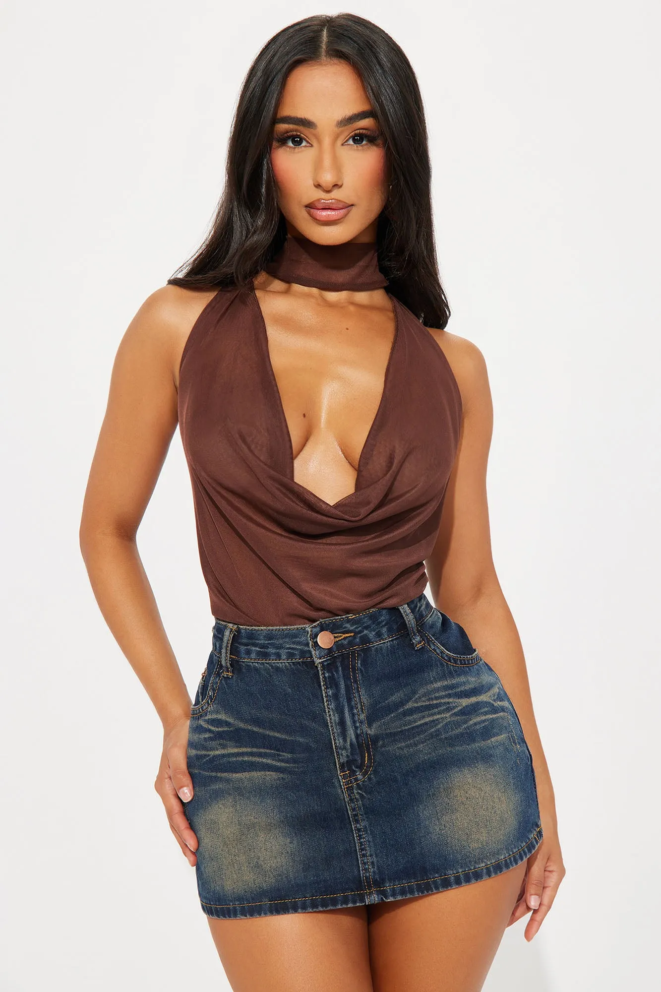 Manori Mesh Bodysuit - Chocolate sold by Fashion Nova product image thumbnail 3