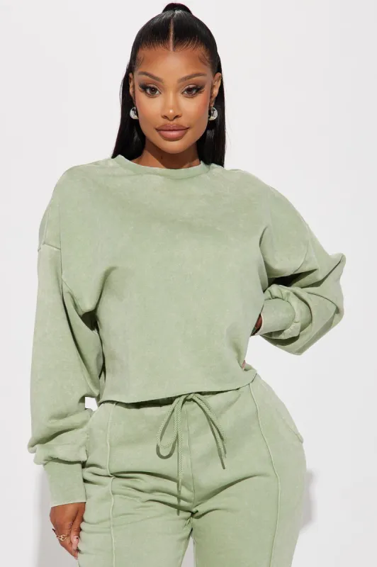 Chill Out Lounge Sweatshirt - Sage sold by Fashion Nova