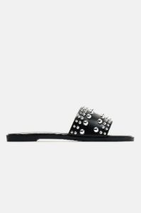 Really Going For It Studded Flat Sandals - Black sold by Fashion Nova