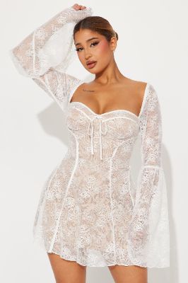 Analise Lace Mini Dress - Nude/combo sold by Fashion Nova