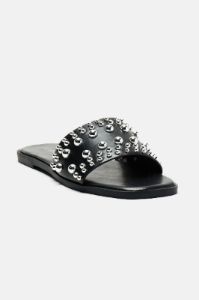 Really Going For It Studded Flat Sandals - Black sold by Fashion Nova