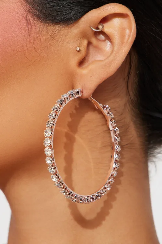 Bella Babe Hoop Earrings - Rose Gold sold by Fashion Nova