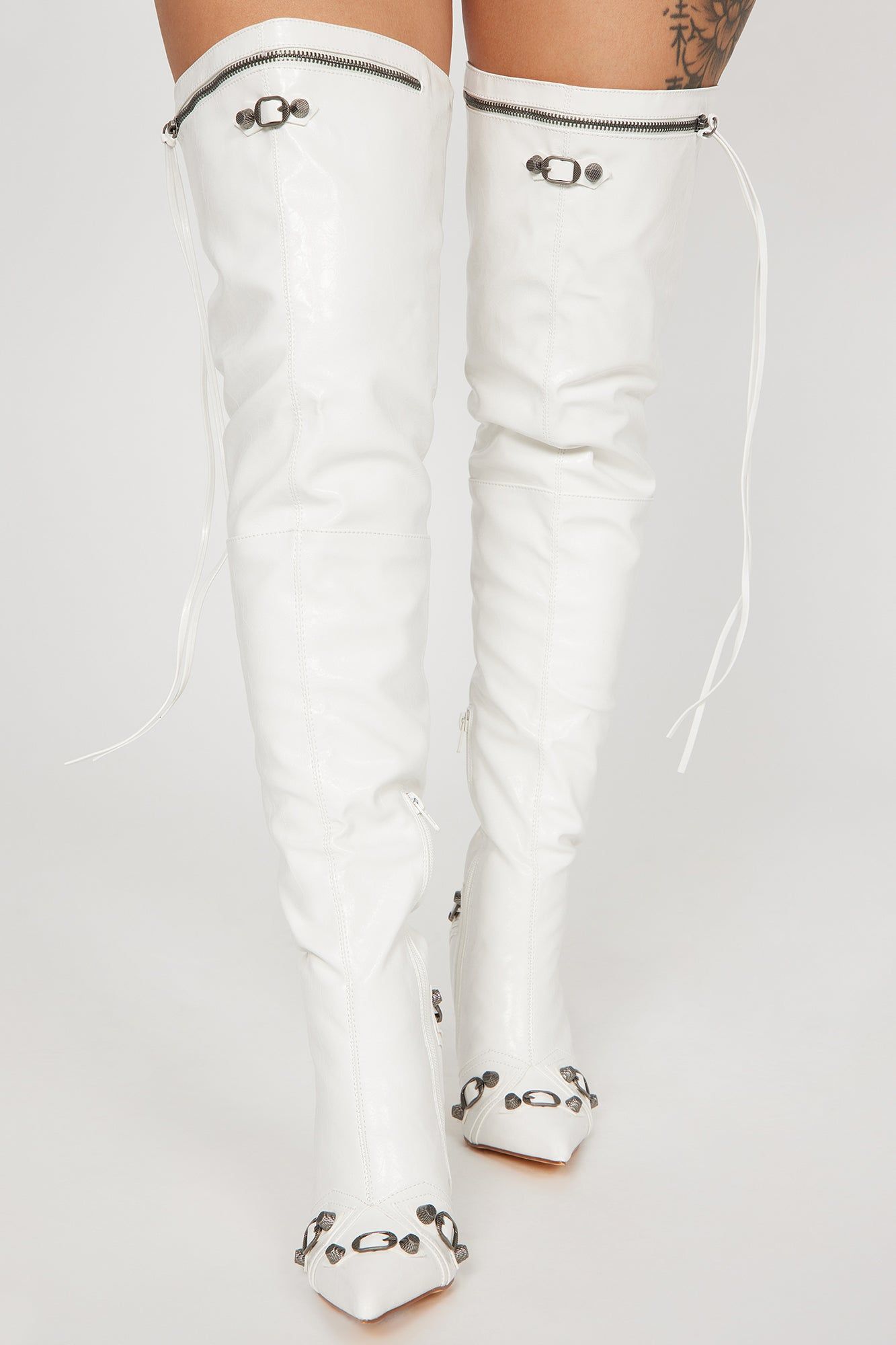 Camila Over The Knee Hardware Boots - White sold by Fashion Nova product image thumbnail 2