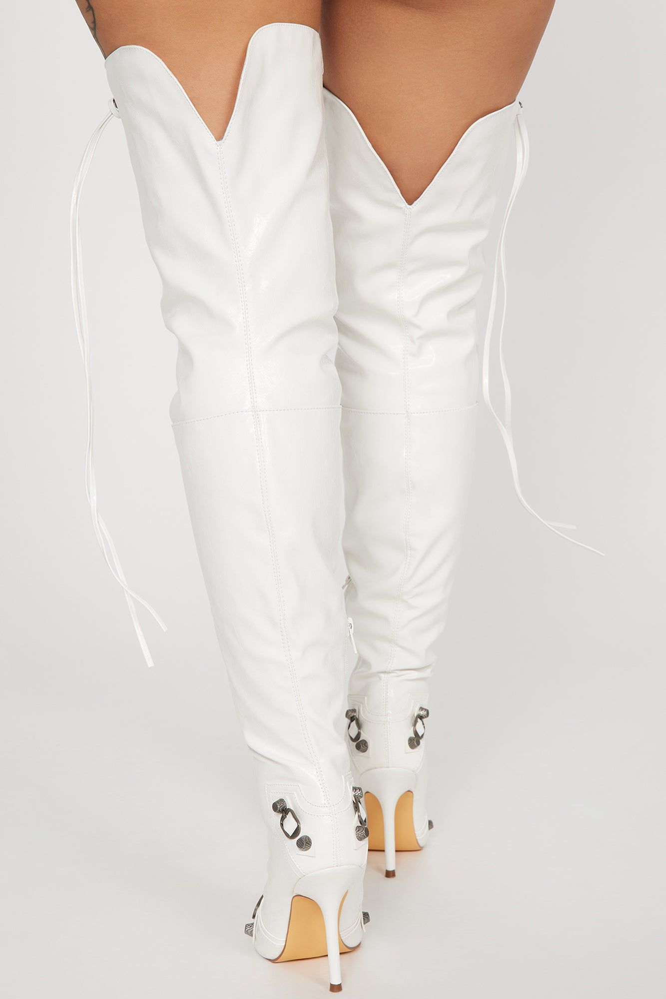 Camila Over The Knee Hardware Boots - White sold by Fashion Nova product image thumbnail 4