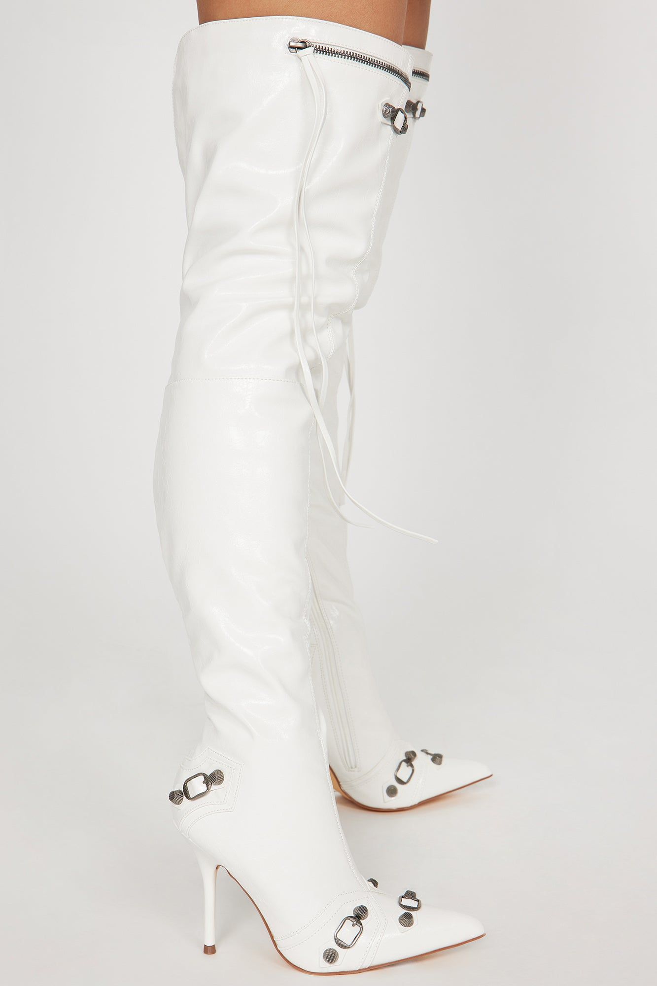 Camila Over The Knee Hardware Boots - White sold by Fashion Nova product image thumbnail 3