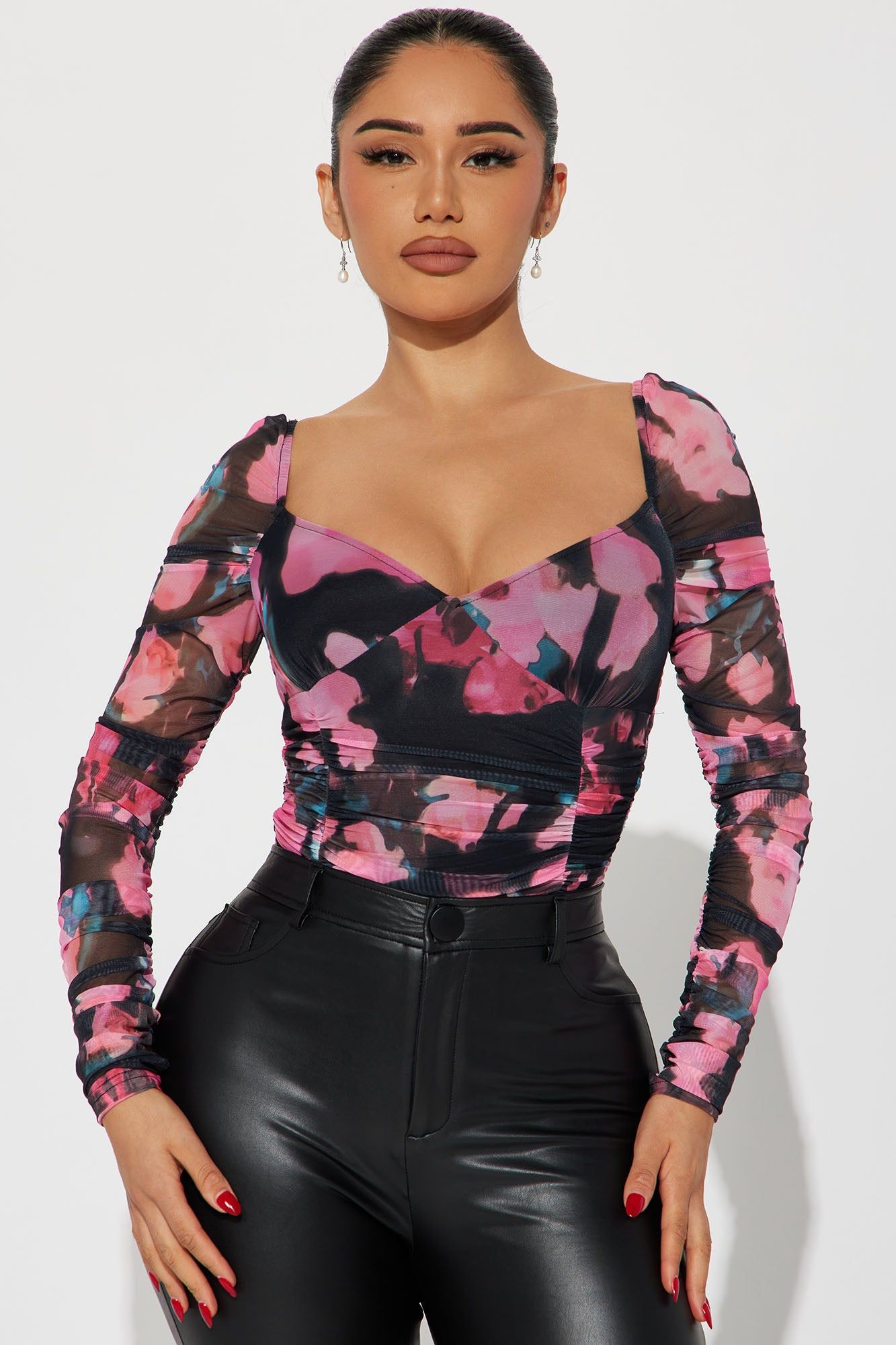 Give Me Flowers Mesh Bodysuit - Black/combo sold by Fashion Nova product image thumbnail 3