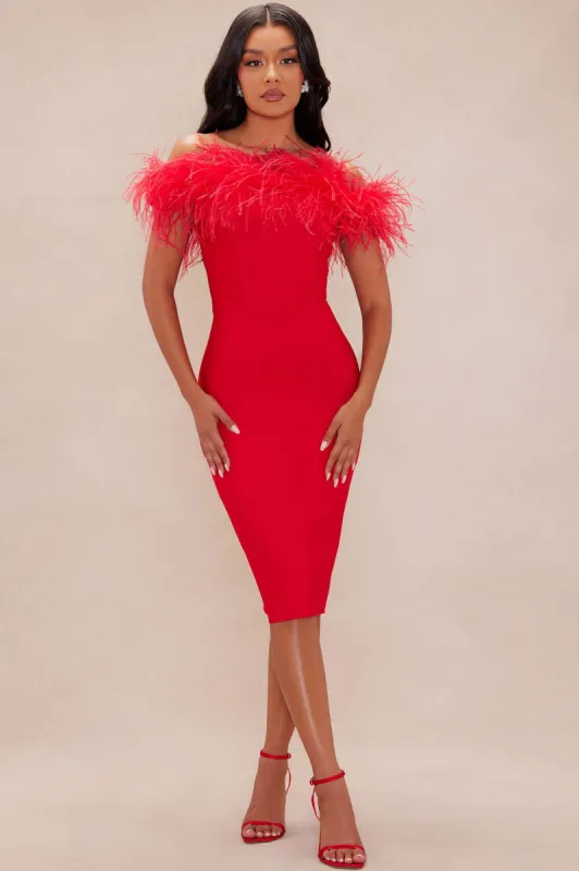 Rosalia Bandage Midi Dress - Red sold by Fashion Nova