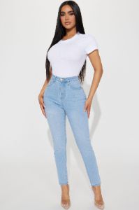 Petite Alaia High Rise Stretch Skinny Jeans - Light Wash sold by Fashion Nova