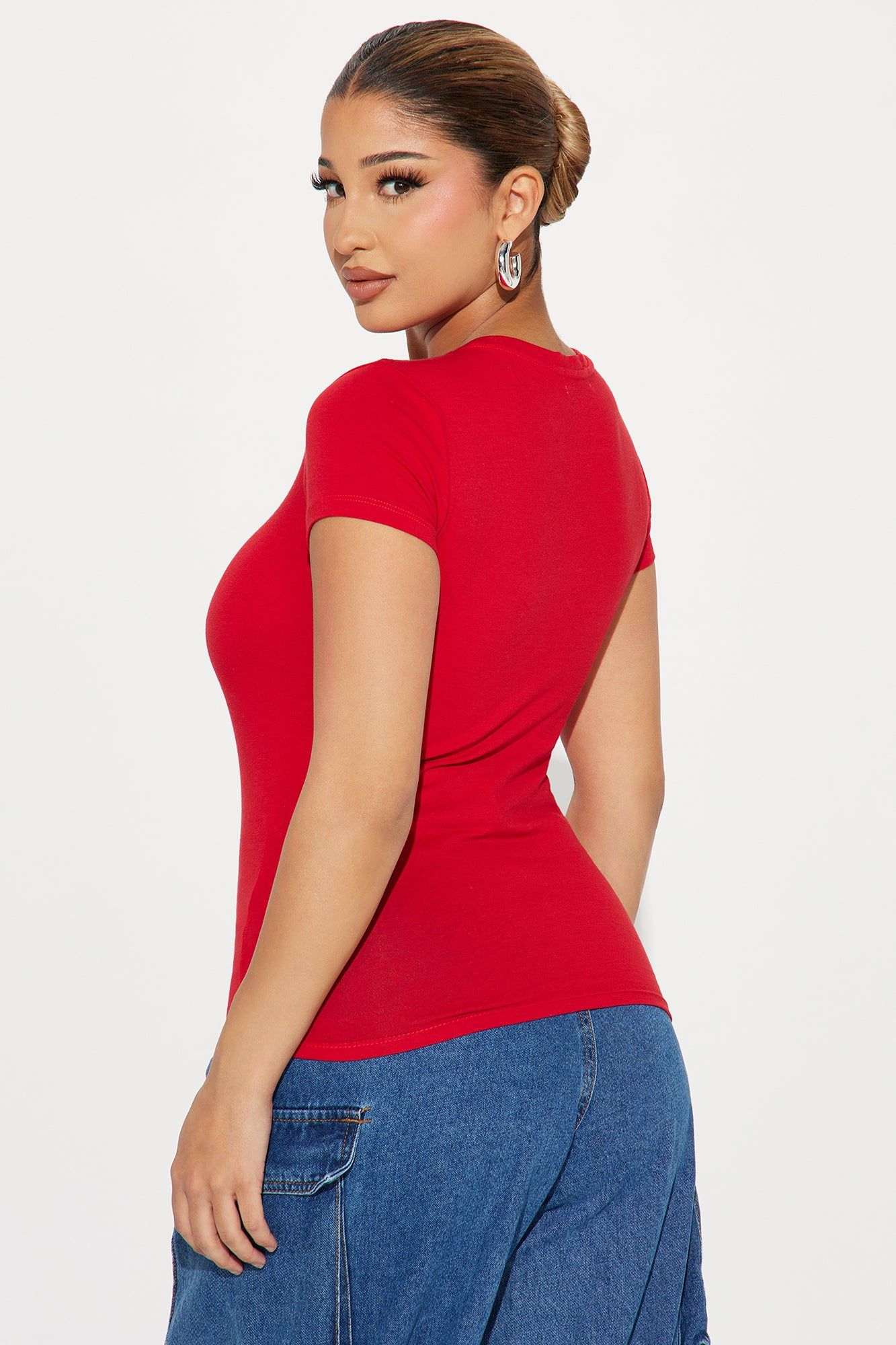 Camilla Classic Fit Crew Neck Tee - Red sold by Fashion Nova product image thumbnail 3