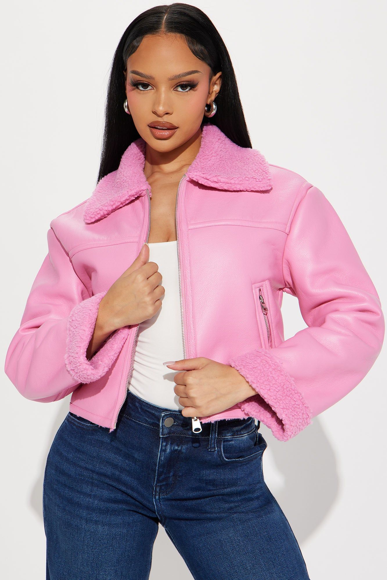 Taking Notes Bomber Jacket - Pink sold by Fashion Nova