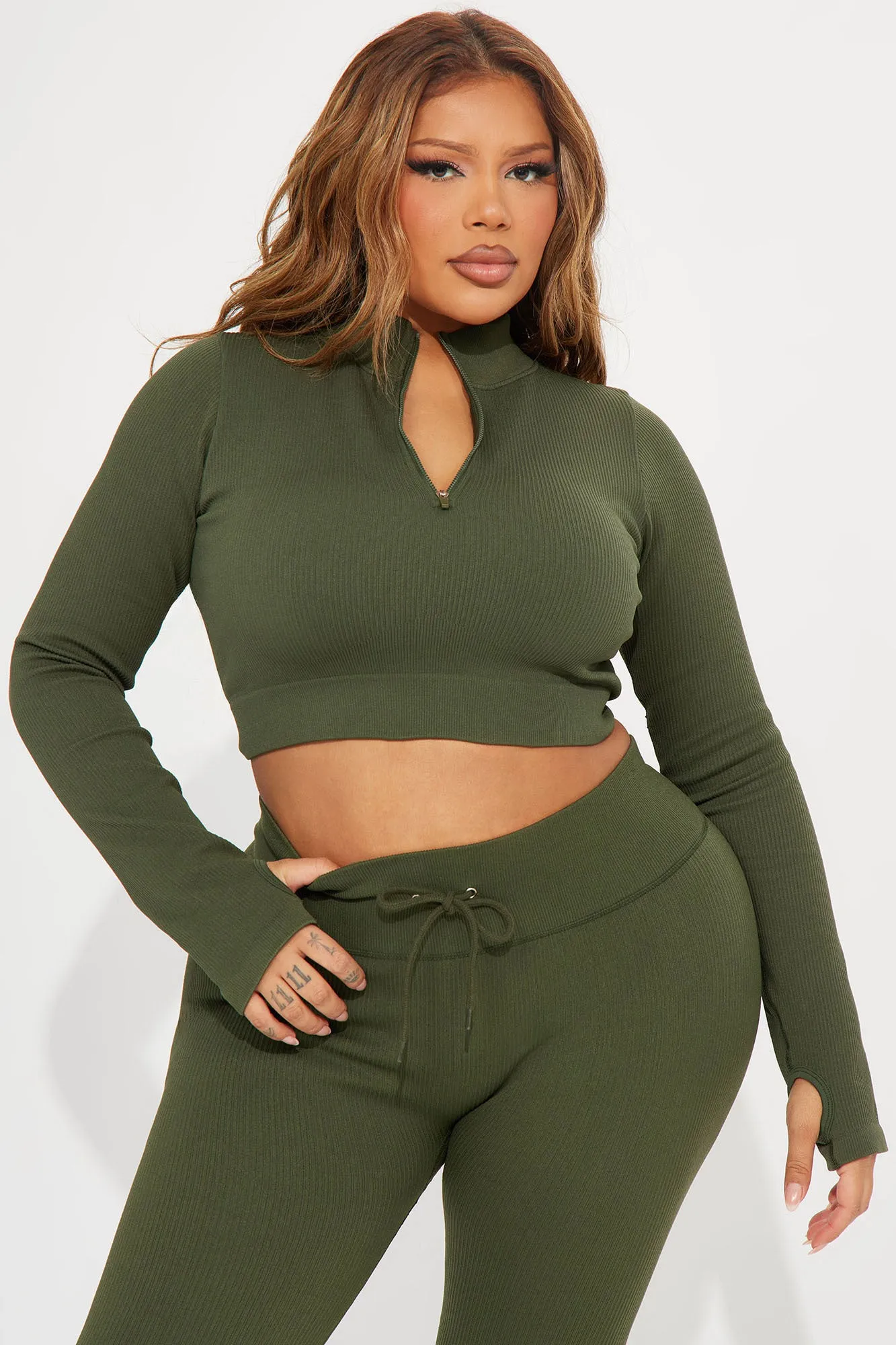 Mountain Trails Effortless Seamless Active Top - Olive sold by Fashion Nova product image thumbnail 5