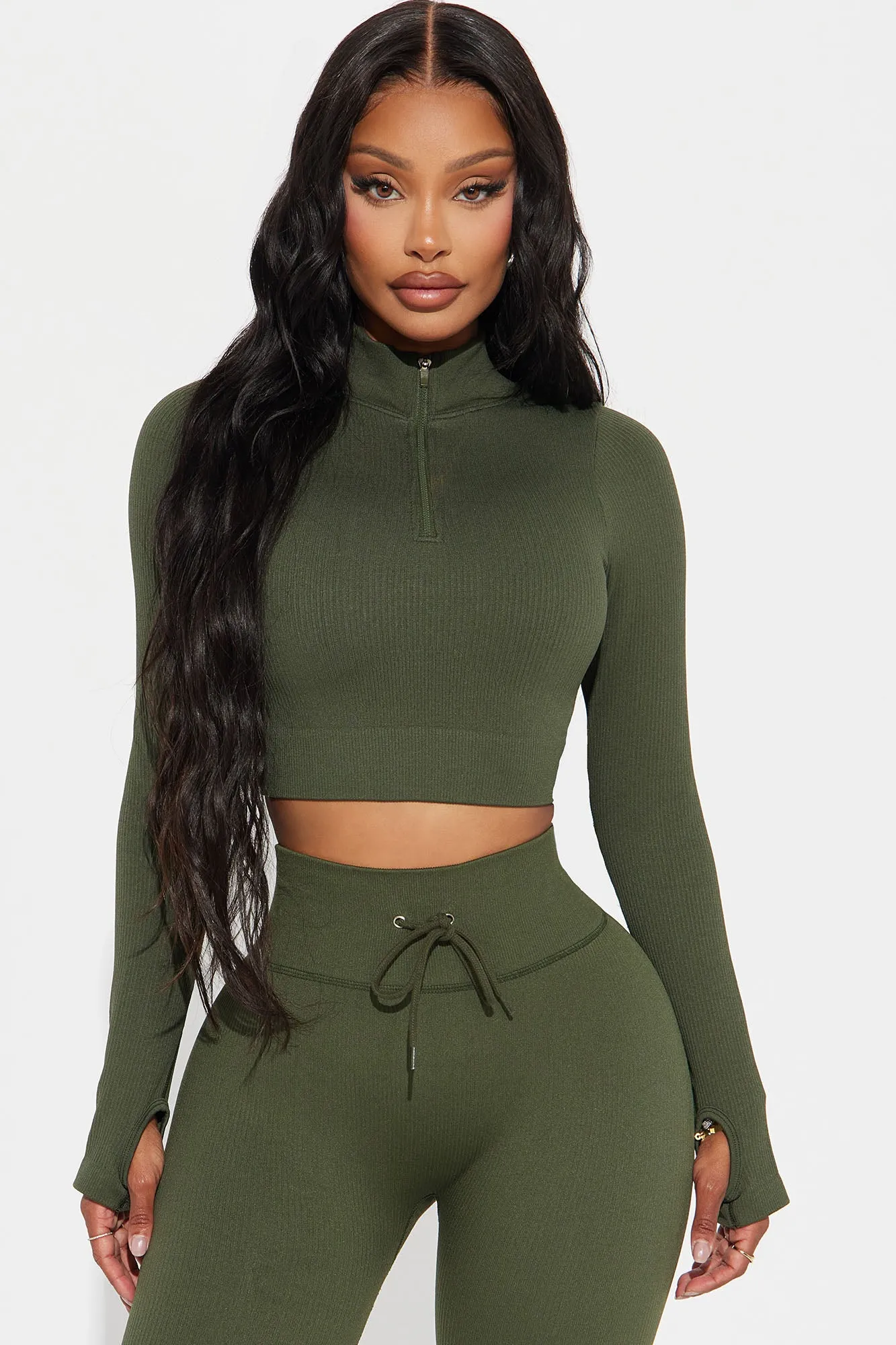 Mountain Trails Effortless Seamless Active Top - Olive sold by Fashion Nova