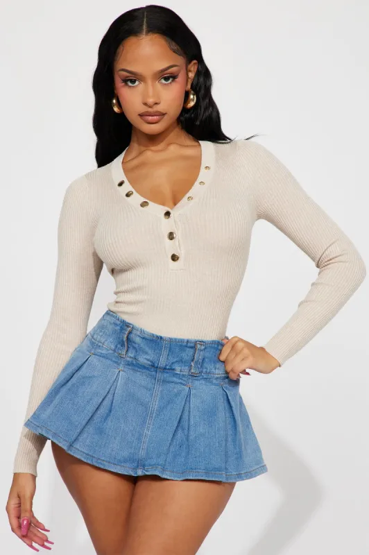 Easton Sweater Top - Oatmeal sold by Fashion Nova
