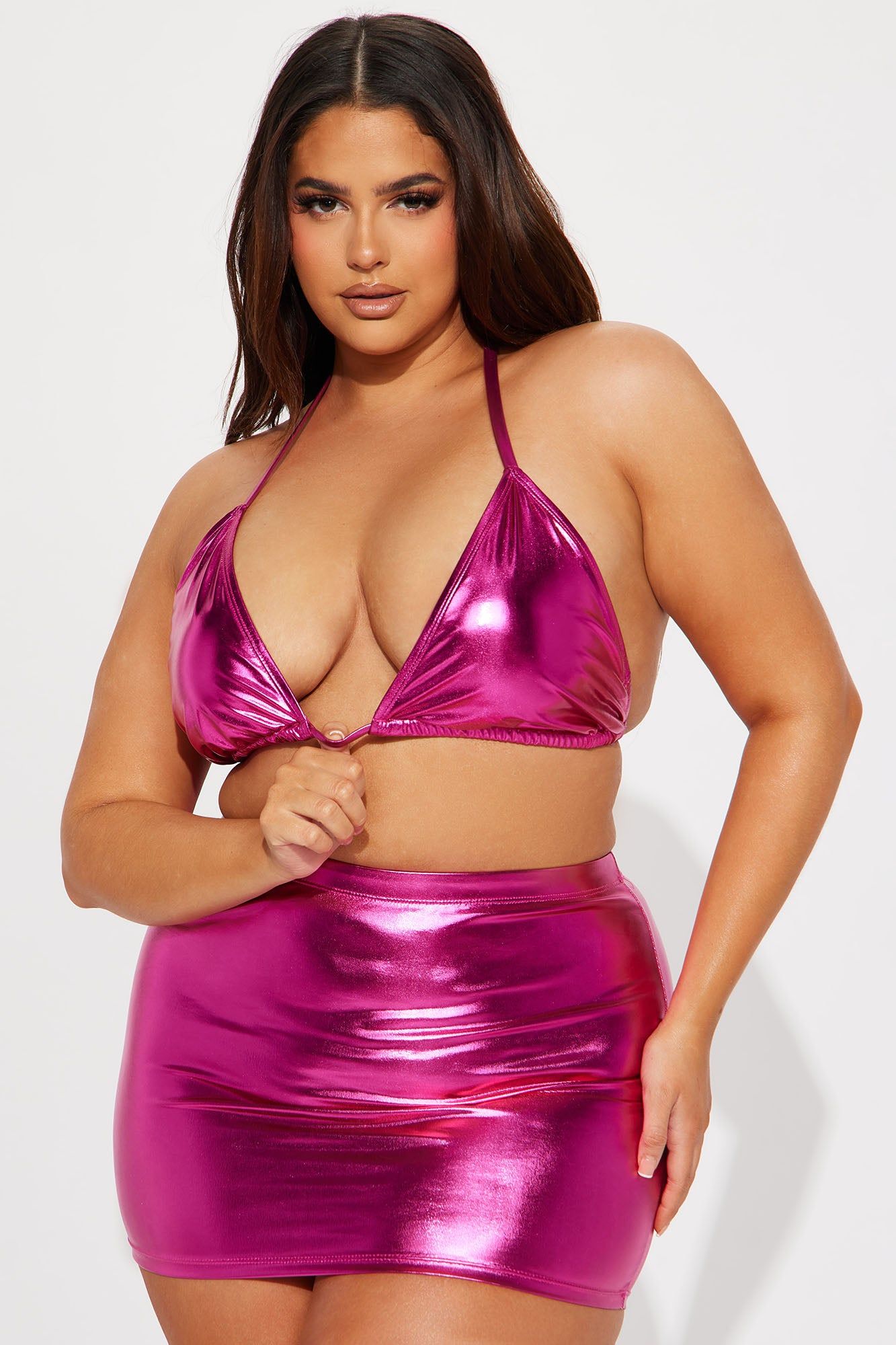 Maui Metallic Swim Skirt Bikini Bottom - Pink sold by Fashion Nova product image thumbnail 9