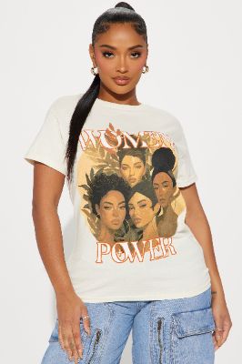 Women Power Graphic Tee - Natural/Combo sold by Fashion Nova
